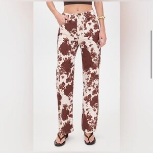 NWT Reformation Val 90s Mid Rise Straight Jeans In Cowhide